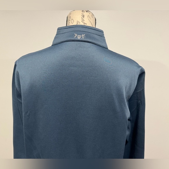 Hickey Freeman 1/4 Zip Pullover Striped Long Sleeve Mens Size Small Blue - Picture 6 of 10